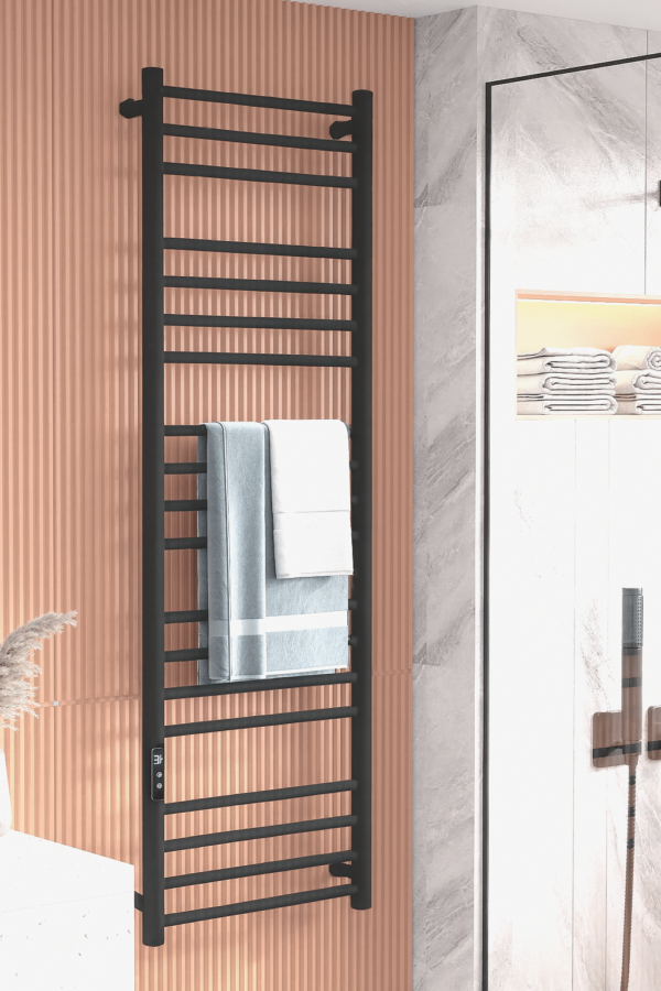 Elektra Rund Elektrisk Handdukstork Svart 600x1500