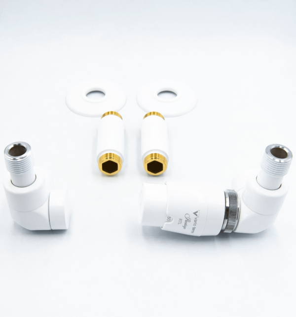 Prestige h&ouml;rn RTL returtermostatset i vitt<span> - </span>Termostat p&aring; v&auml;nster sida