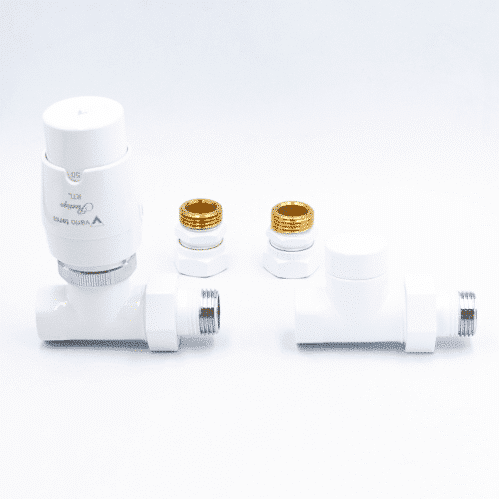 Prestige RTL retur rak termostatventil set i vitt