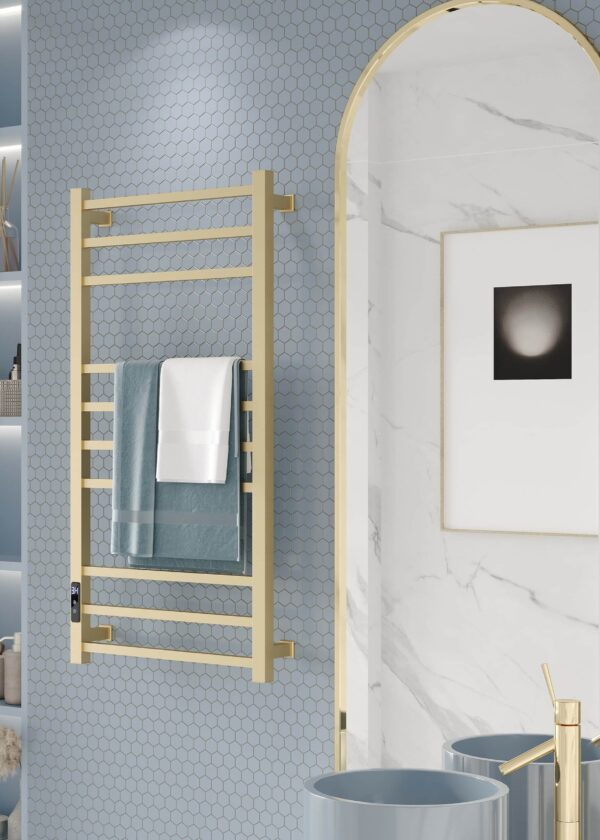 Elektra Square Handdukstork Elektrisk Borstad Mässing