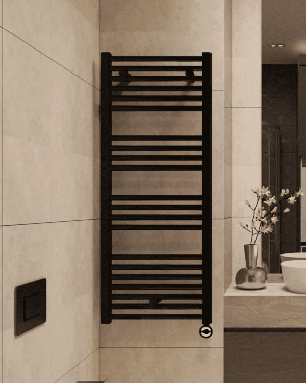 Messi elektrisk handdukstork med termostat och timer svart