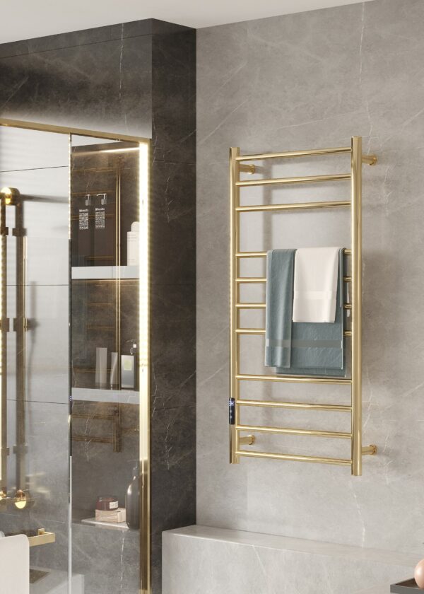 Elektra rund handdukstork Elektrisk polerad mässing